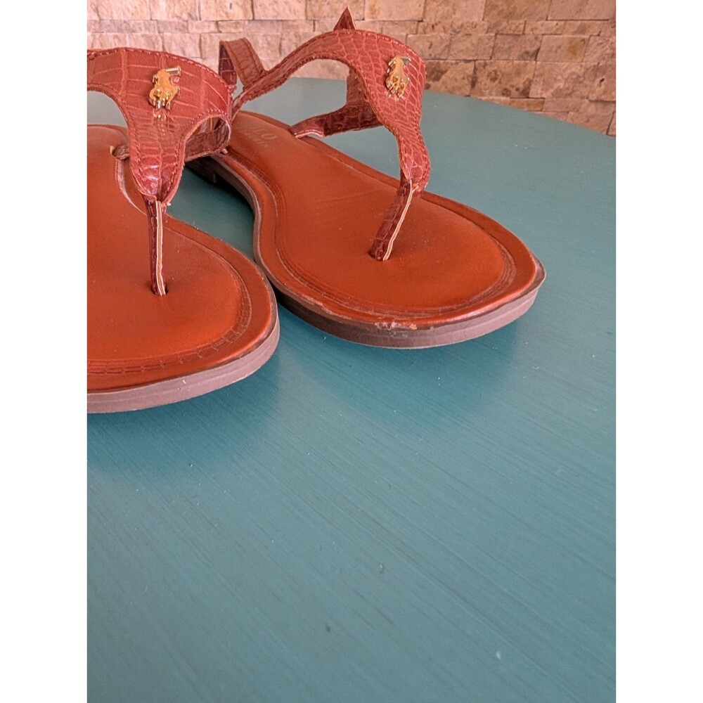 Polo Ralph Lauren Tierney Girls Faux Leather Sandals Preppy Classic Kids Sz 13 image 6